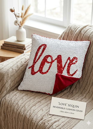 Наволочка декоративная в пайетках лелетках love 42×41