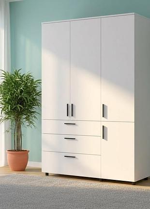 Шафа для одягу doros торн білий 3 дсп/3ш (полиці) 135х51.6х200 (44900486)