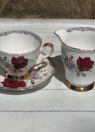 Royal stafford ×roses to remember× чайна пара, мичник. кістяної порцеляни.