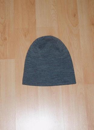 Тёмно серая акриловая шапка h&m beanie acrylic grey under polo ck era original 20/20 usa guess x carhartt