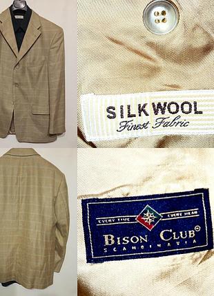 Клетчатый пиджак bison club scandinavia шелк шерсть культовая одежда vintage stories клубный пиджак винтажный тренч
