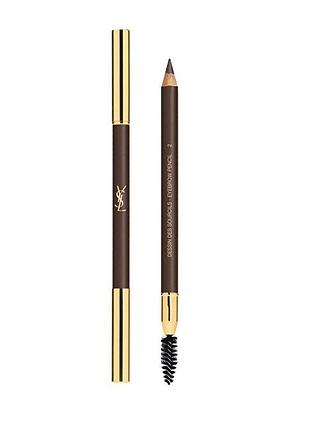 Карандаш для бровей yves saint laurent dessin des sourcils 02 deep brown eyebrow pencil 1.3 g.