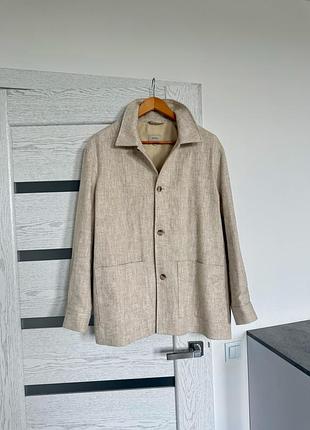 Moss london xl 52/54 чоловіча коричнева бежева куртка жакет верхня сорочка бавовна льон