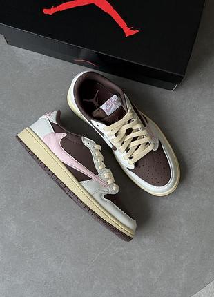 Кроссовки nike air jordan 1 low x travis scott dark pony