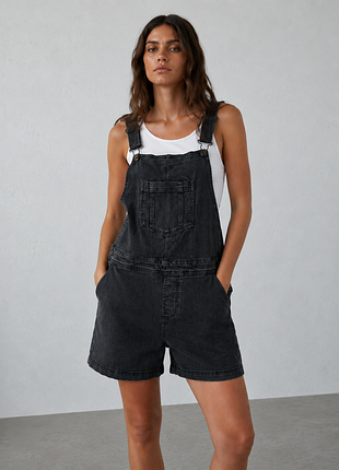 Джинсовый комбинезон-шорты графит oversize