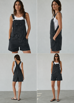 Джинсовый комбинезон-шорты графит oversize 4