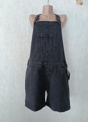 Джинсовый комбинезон-шорты графит oversize 2