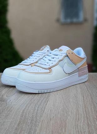 N1ke air force 1 shadow белые с бежевым