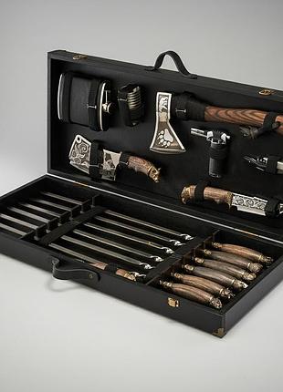 Набор для шашлыка в деревянном кейсе, 19 предметов grills g24 / комплект для мангала / набор для гриля