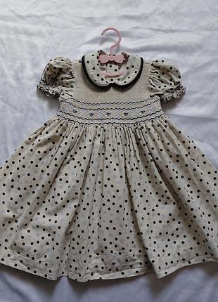 Пышное платье в горошек с воротником pretty originals england 3 года