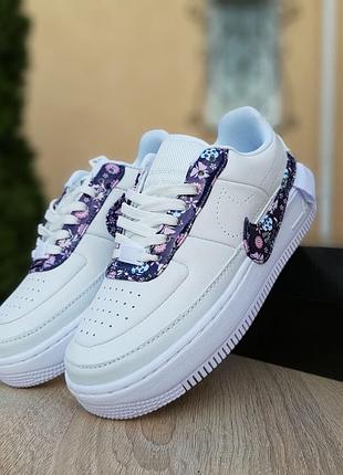 N1ke air force 1 jester белые низкие цветастая запятая