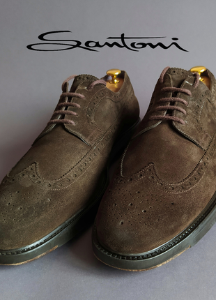 Замшевые туфли броги santoni 48р.1 фото
