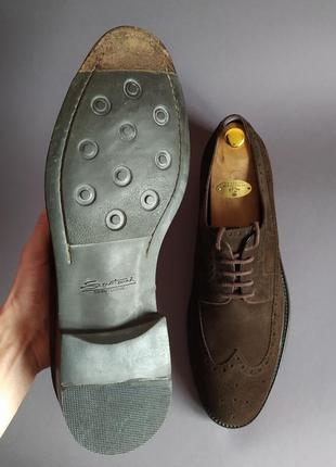 Замшевые туфли броги santoni 48р.7 фото