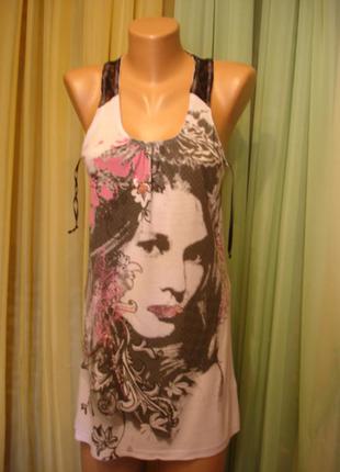 Довга майка з гіпюрової оздобленням "atmosphere" 10-12 р мадрид