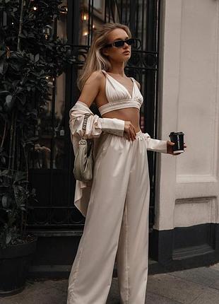 Суперовые шелковые костюмы в пижамном стиле🥂  мод. 639