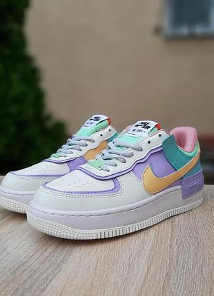 N1ke air force 1 shadow pale ivory белые с сиреневым