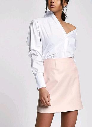 Мини-юбка трапеция river island из светло-розовой искусственной кожи
