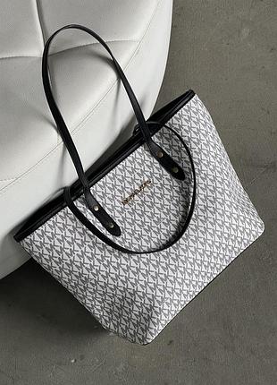 Сумка michael kors шопер білий+чорні ручки є