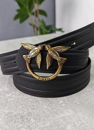 Ремень женский pinko линейный черный+золото есть
