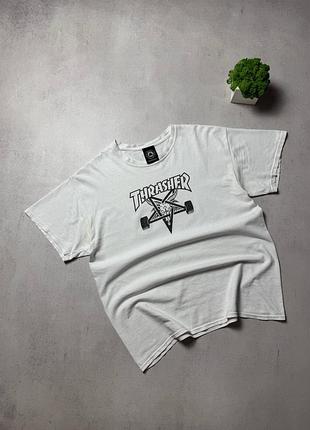 Футболка біла чоловіча thrasher big logo оригінал skate rap y2k