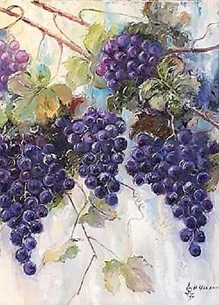 Картина "виноградные гроздья", 40х40 см.