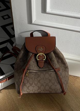 Рюкзак женский coach kleo backpack коричнево-рыжий е