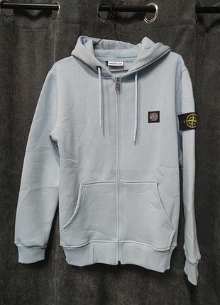 Зіпка stone island на флісі блакитна xxl