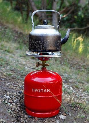 Газовий балон 2.4 л з туристичною пальником та латунним краном | пропановий балон для кемпінгу, риболовлі, пох