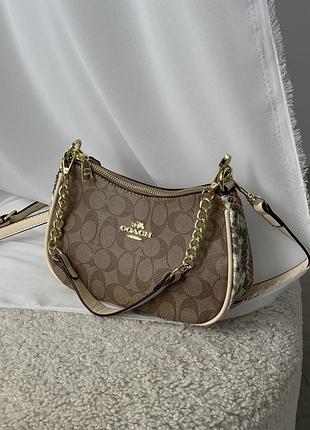 Сумка coach bolso de hombro teri бежевий + пітон