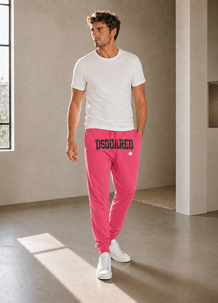 Мужские розовые спортивные штаны dsquared с манжетами