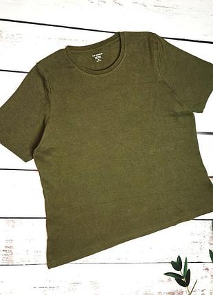 1+1=3 брендовая женская натуральная футболка хаки marks &amp; spencer, размер 56 - 58