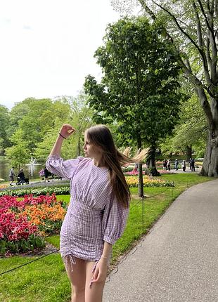Сукня zara фіолетова в клітинку