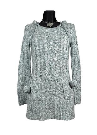 Вязаный свитер с капюшоном и помпонами vintage 2000s y2k