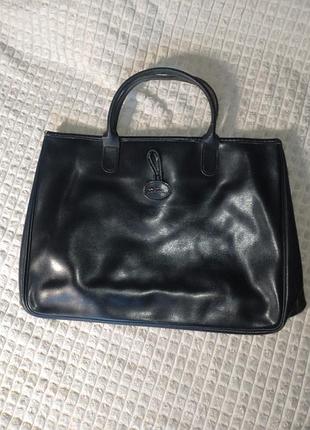 Винтажная кожаная сумка тоут longchamp roseau leather handbag