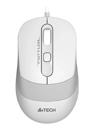 Компьютерная мышь a4tech fm10, проводная, 1600 dpi, симметричный дизайн, резиновые вставки, белая