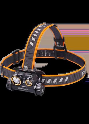 Ліхтар налобний 1000 лм fenix hm65r на акумуляторах 1x18650/2xcr123a, usb type-c зарядка