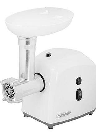 Мясорубка mesko ms 4805, мощность 600 вт, 3 сита для измельчения, белая, с наполнителем для колбас
