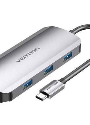 Хаб-usb vention 5 в 1 usb-c to hdmi/usb3.0x3/pd (thfhb)