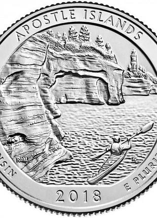 Сша 1⁄4 долларов, 2018 национальный озерный центр гэриских островов no449