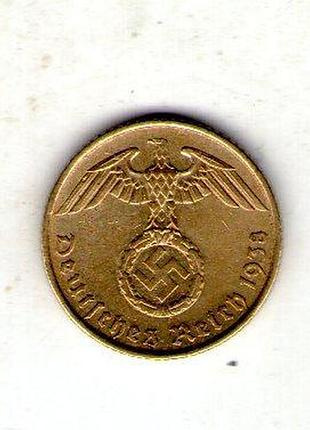 Германия - третий тренер 5 парксфенигов, 1938 год алюминий-бронза, 2.5g, ø 18mm no1907