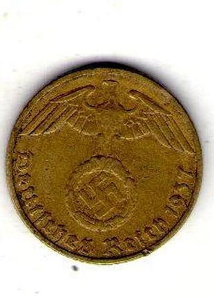 Германия - третий паркс 5 парксфенигов, 1937 год алюминий-бронза, 2.5g, ø 18mm no1901