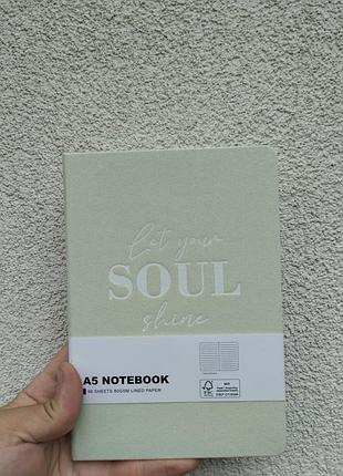 Блокнот a5 let your soul shine світло-зелений – лінований щоденник для записів та планування