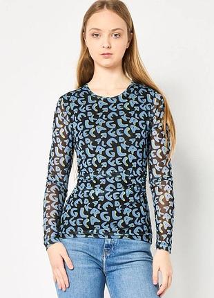 Лонг karl lagerfeld women round neck allover print top size xs