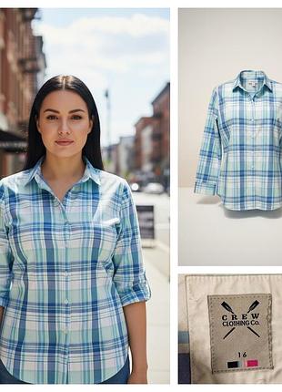359.качественная хлопковая рубашка в клетку английского бренда crew clothing.