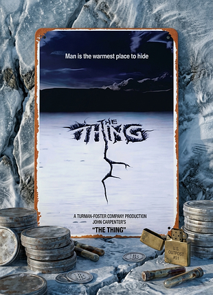Металлическая винтажная табличка нечто the thing постер хоррор 14х20 см