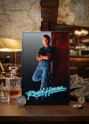 Металлическая винтажная табличка придорожное заведение road house 14х20 см