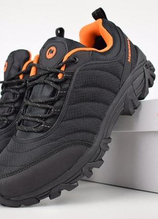 Merrel1 vibram черные с оранжевым