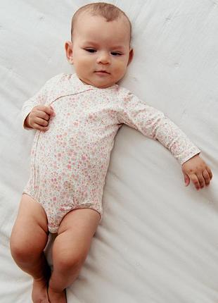 Боди на запах для девочки h&m 1265646 056 см (1-2 months) комбинированный