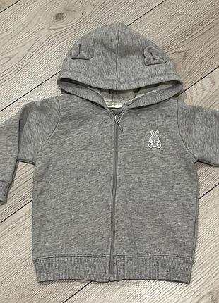 Benetton (оригінал) худі з вушками 74 см (9-12 міс) сірий бавовна