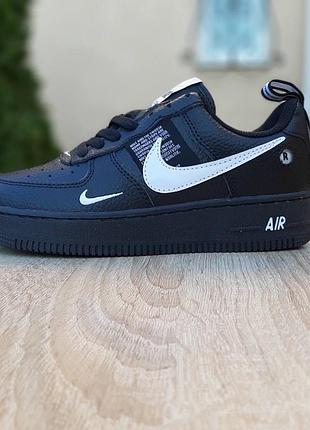 N1ke air force 1 mid lv8 черные низкие белая запятая
